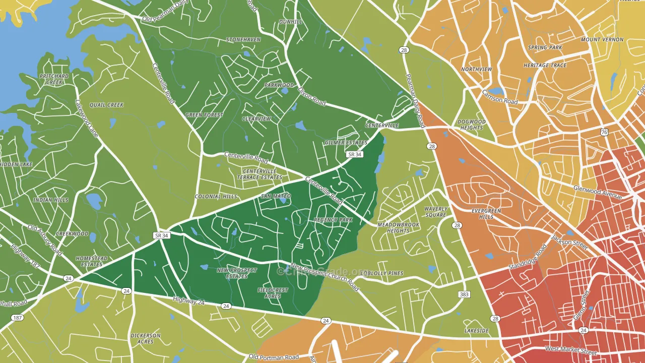 Centerville, SC Map of Burglary Rates