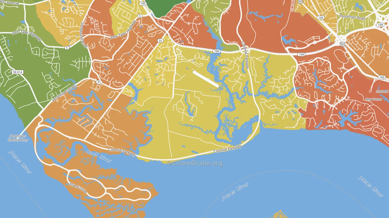 Centerville, VA Map of Burglary Rates