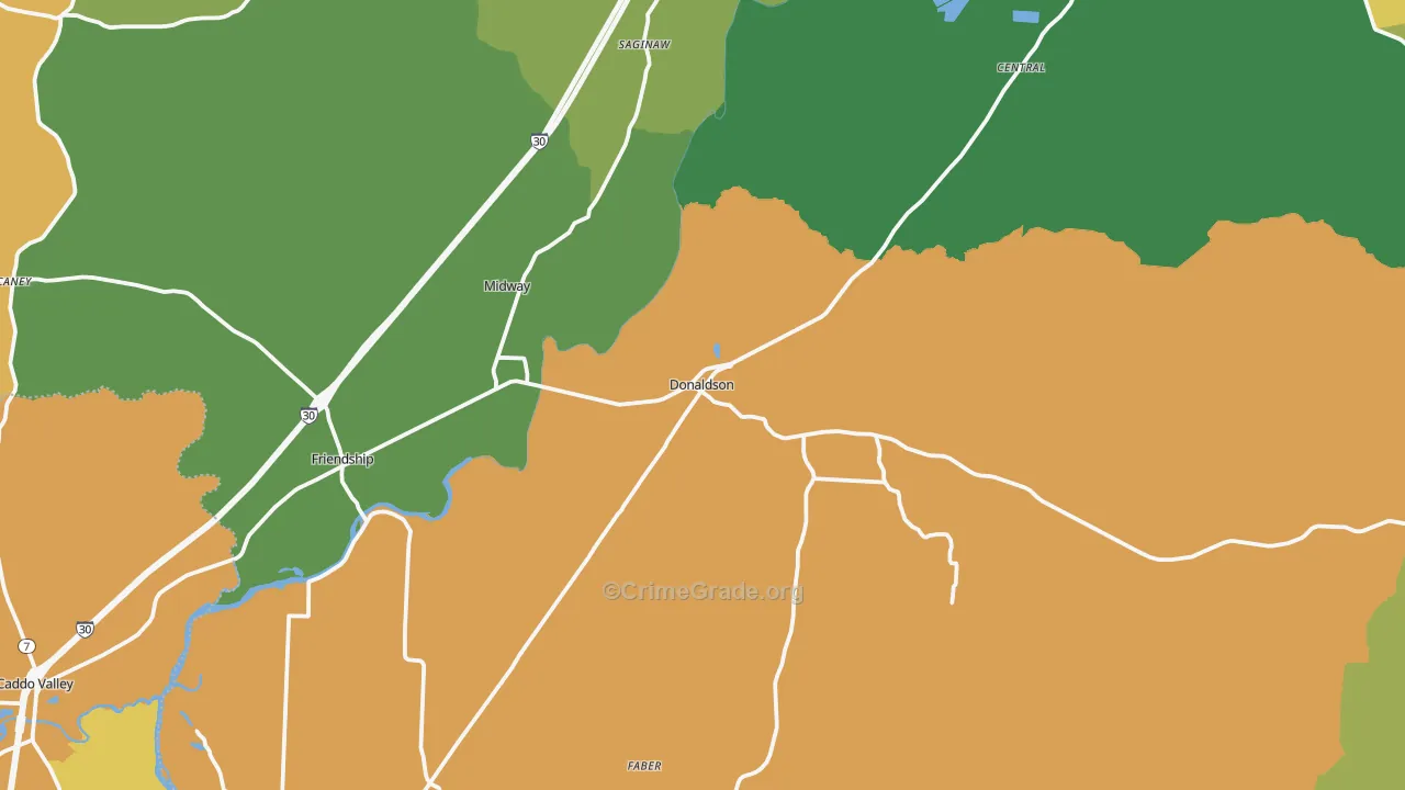 Central, AR Map of Burglary Rates