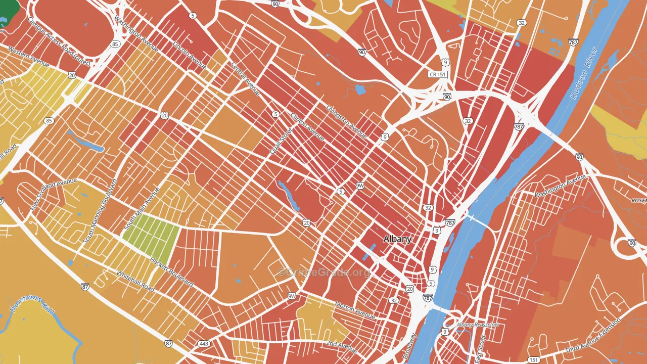 Central Ave, Albany, NY Map of Burglary Rates