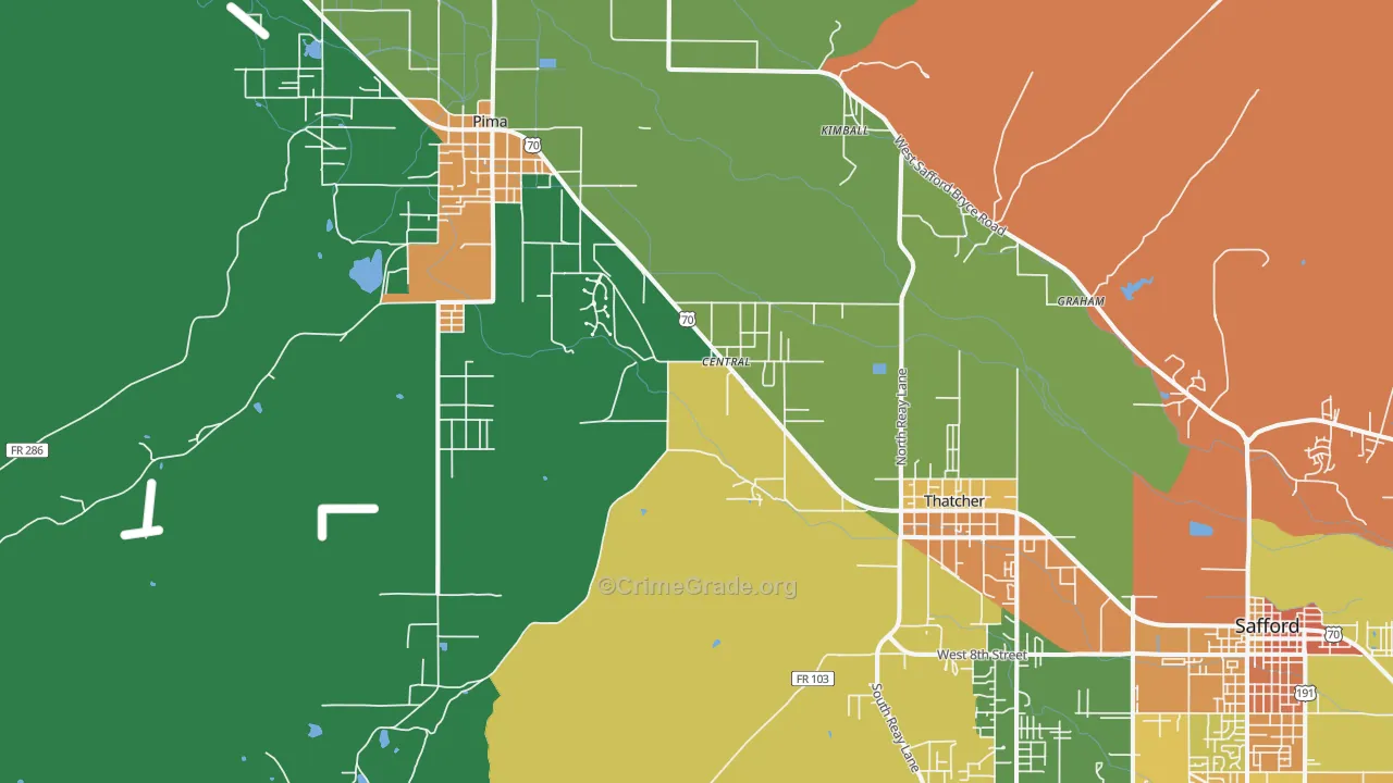 Central, AZ Map of Burglary Rates