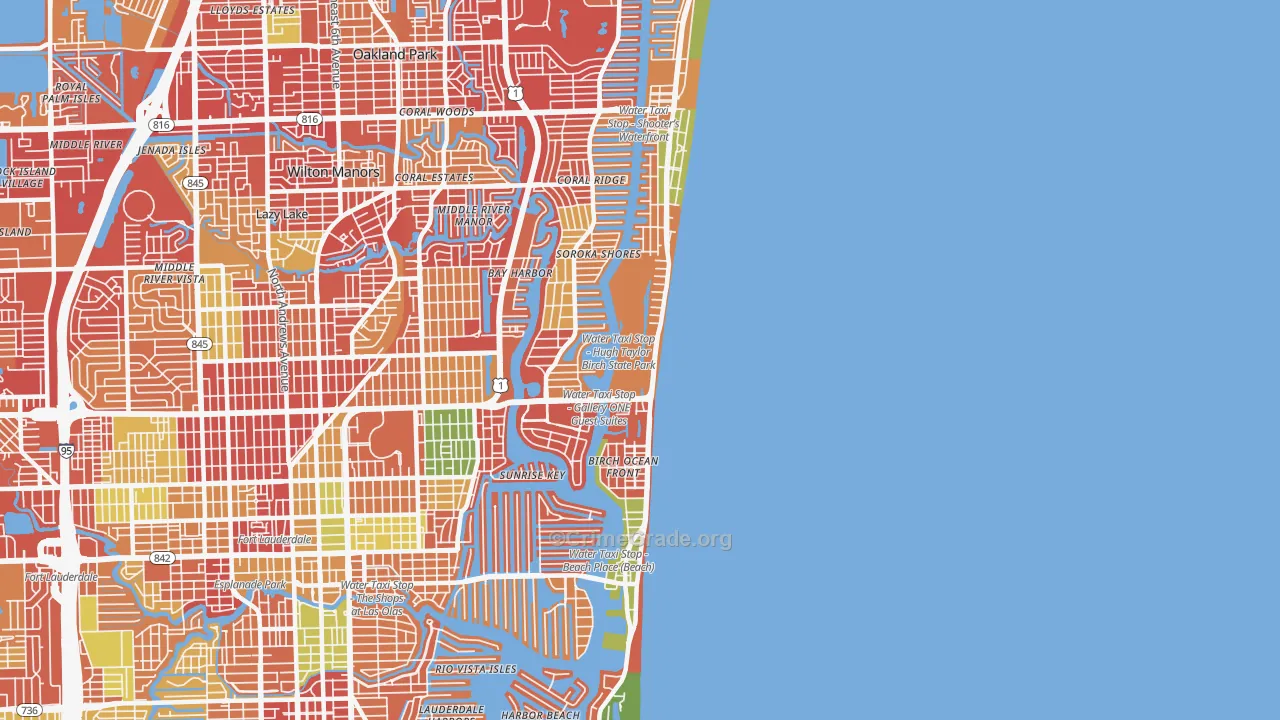 Central Beach, Fort Lauderdale, FL Map of Burglary Rates