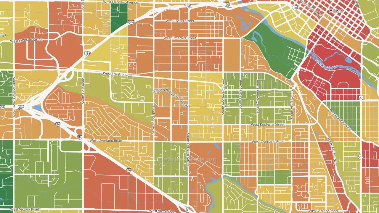 Central Bench, Boise, ID Map of Burglary Rates