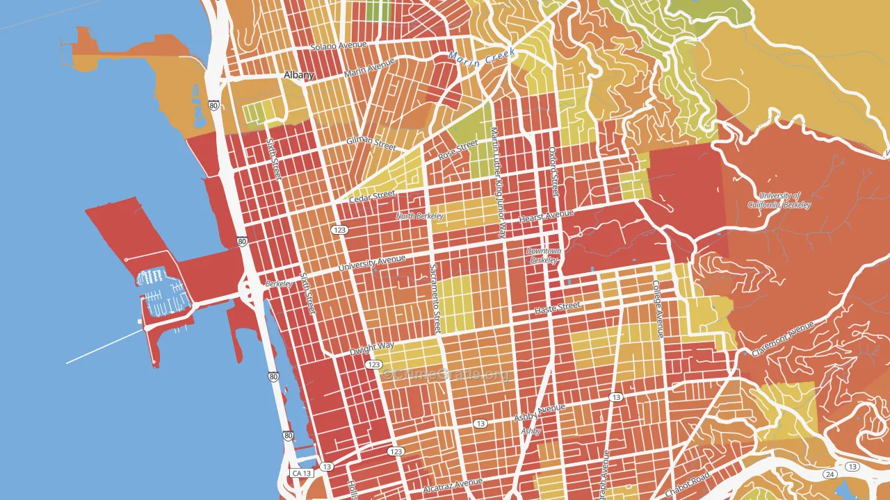 Central Berkeley, Berkeley, CA Map of Burglary Rates