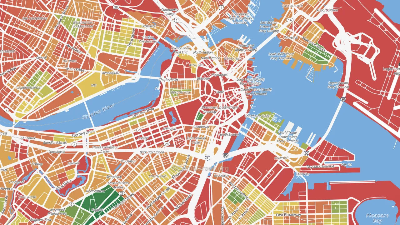 Central, Boston, MA Map of Burglary Rates