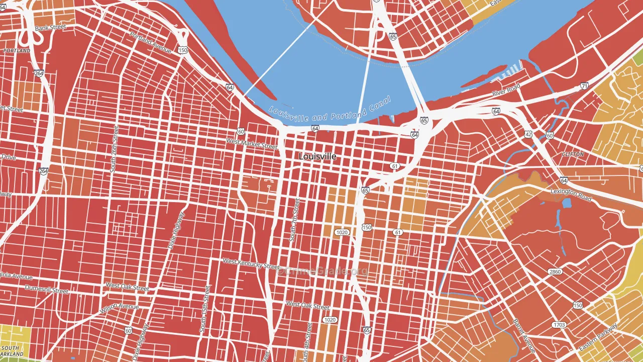 Central Business District, Louisville, KY Map of Burglary Rates