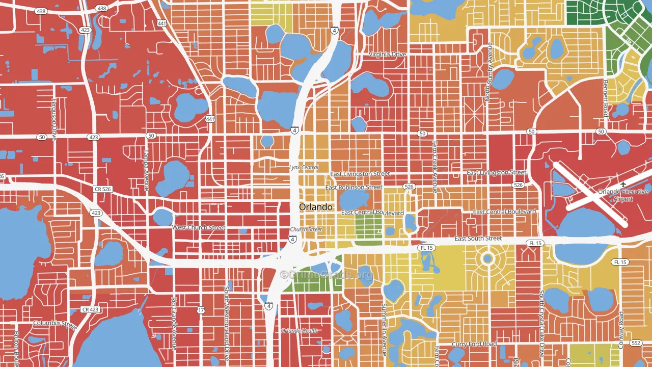 Central Business District, Orlando, FL Map of Burglary Rates