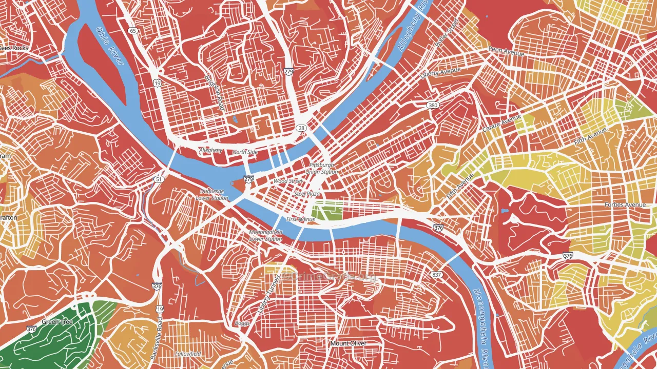 Central Business District, Pittsburgh, PA Map of Burglary Rates