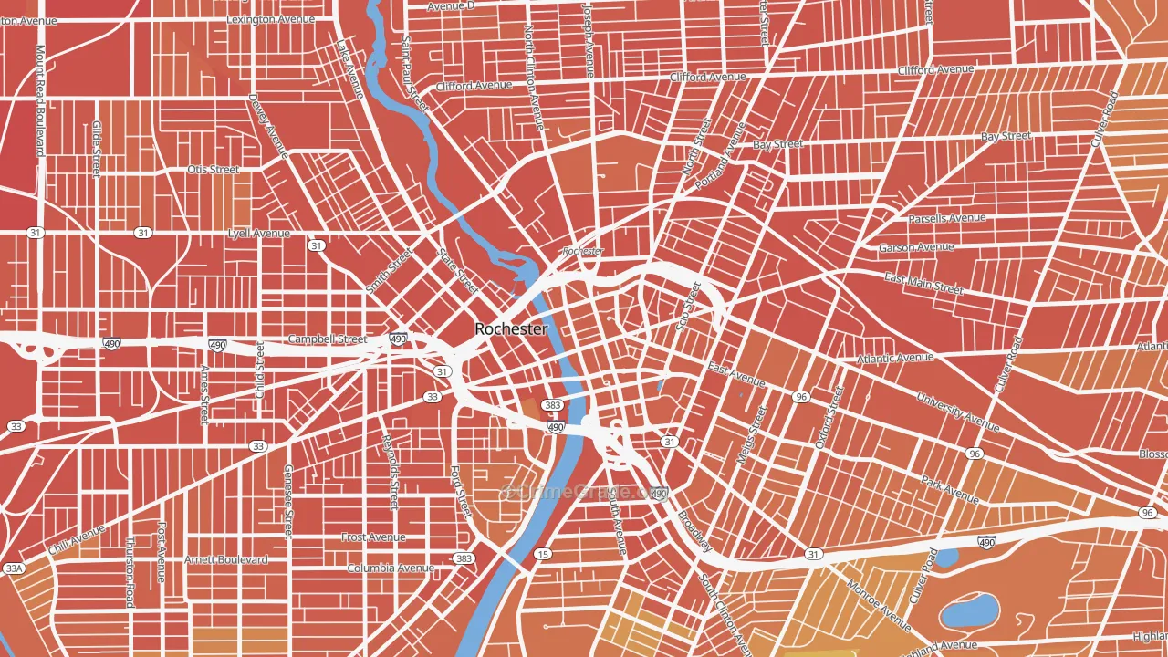 Central Business District-Rochester, Rochester, NY Map of Burglary Rates