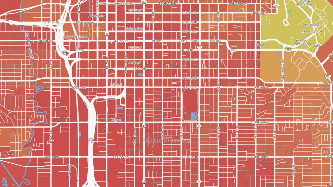 Central City Liberty Wells, Salt Lake City, UT Map of Burglary Rates