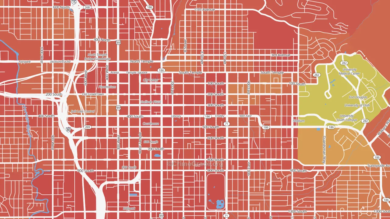 Central City, Salt Lake City, UT Map of Burglary Rates