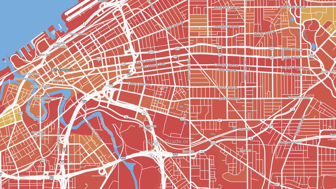 Central, Cleveland, OH Map of Burglary Rates