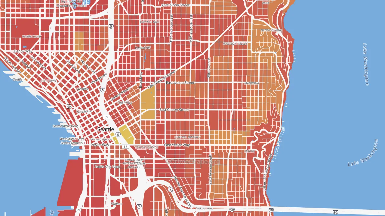 Central District, Seattle, WA Map of Burglary Rates