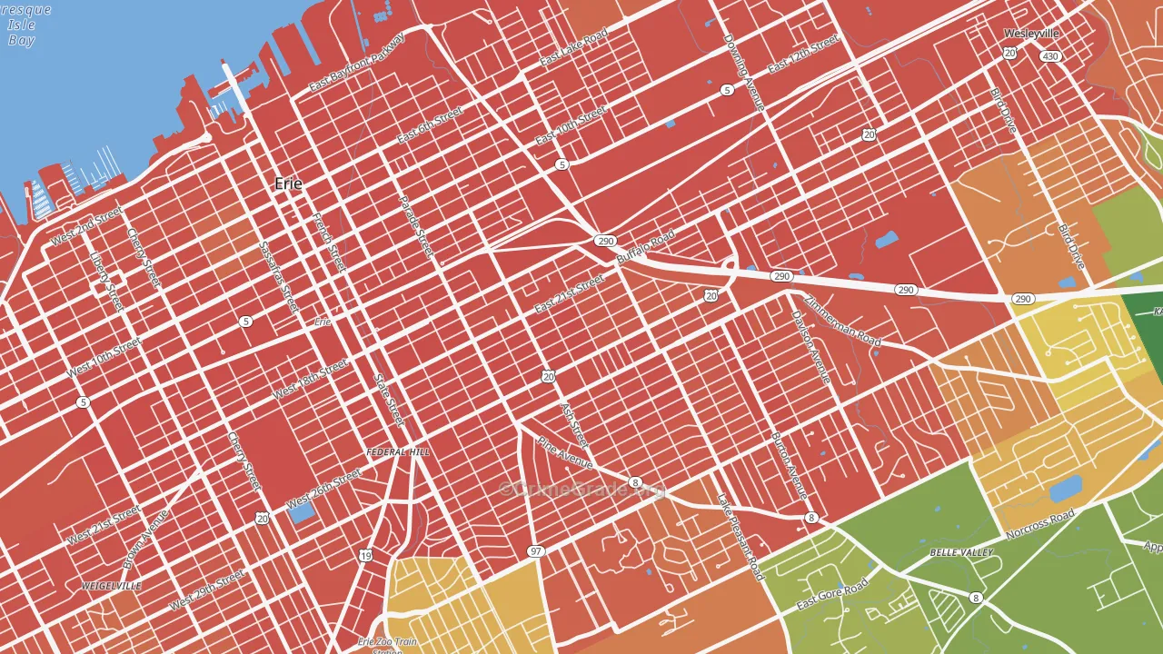 Central Eastside, Erie, PA Map of Burglary Rates