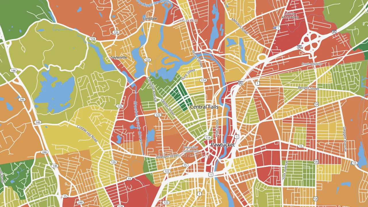 Central Falls, RI Map of Burglary Rates