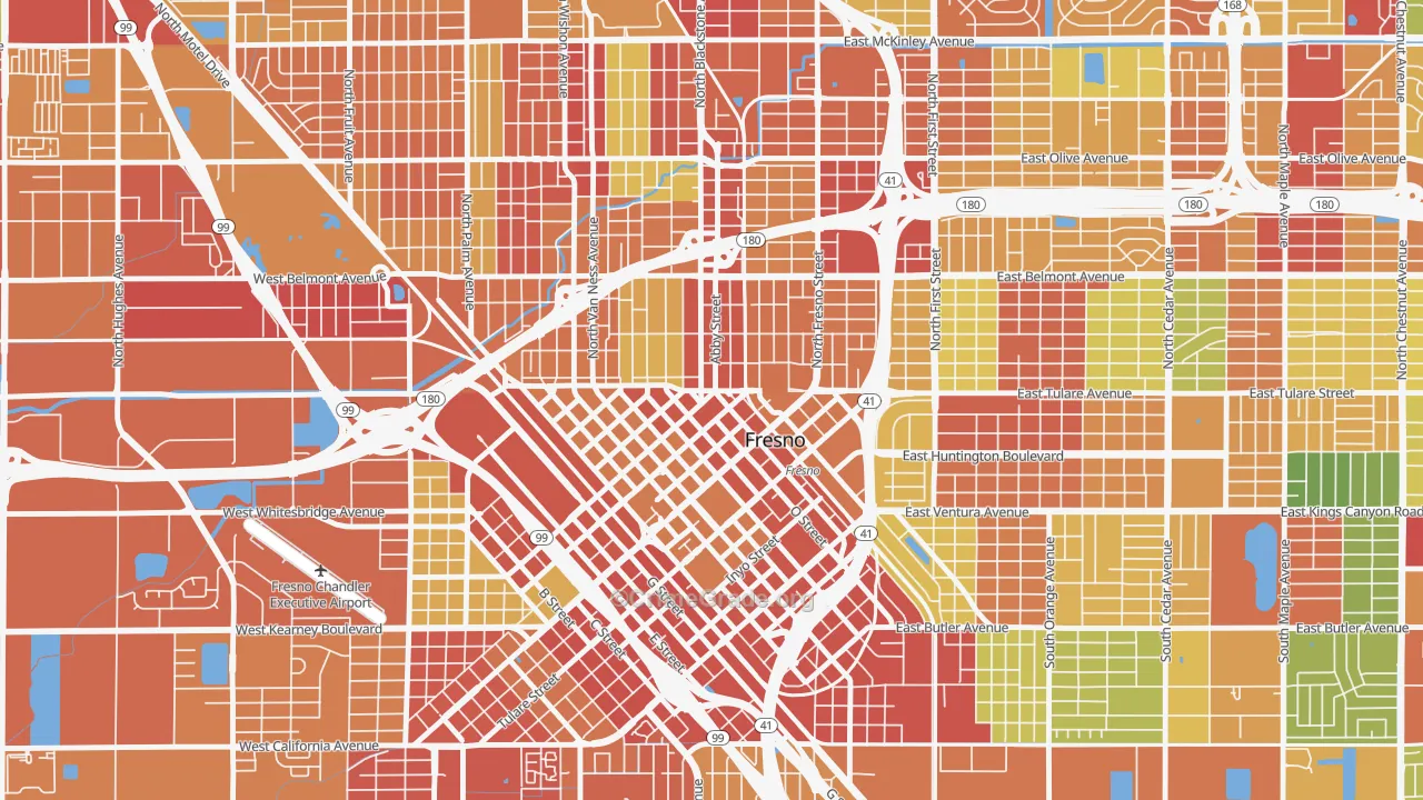 Central, Fresno, CA Map of Burglary Rates