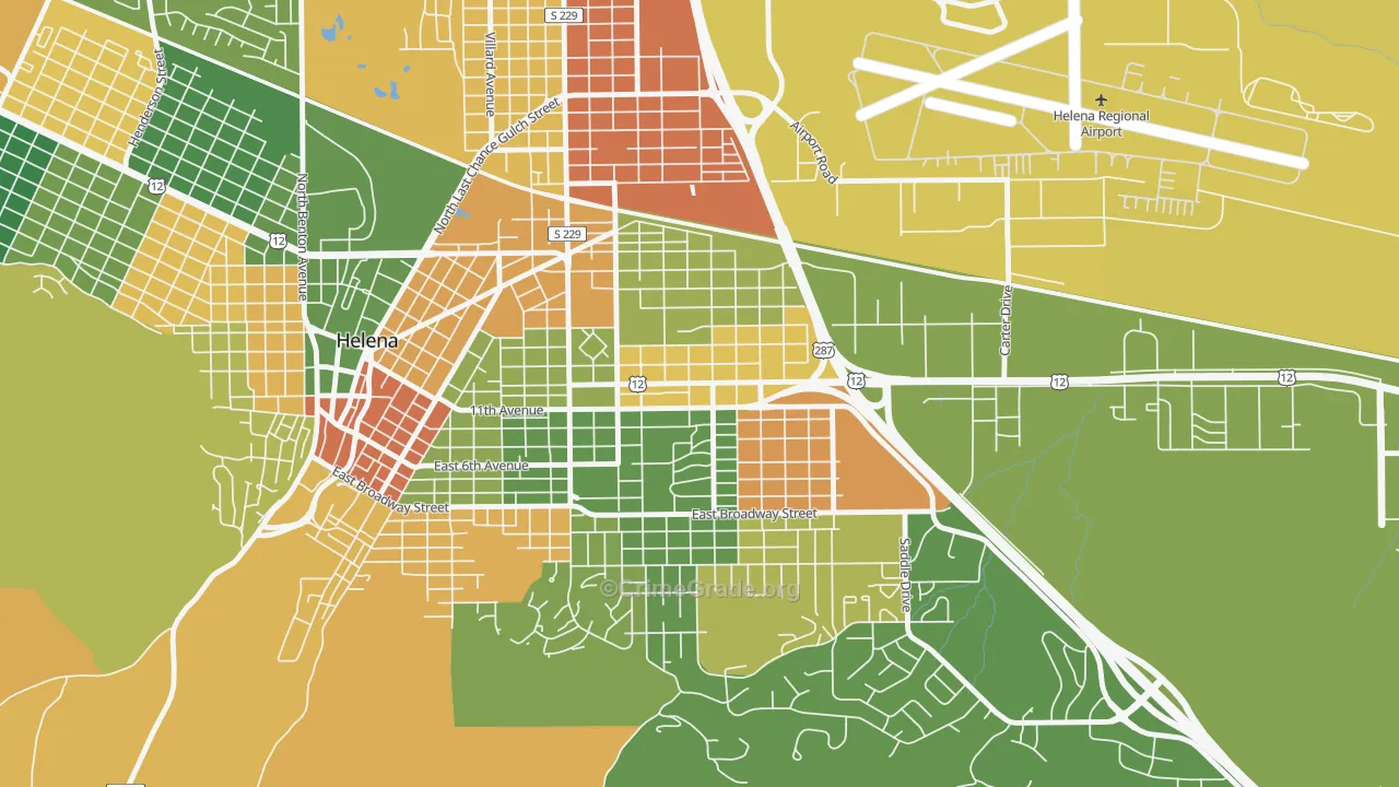 Central, Helena, MT Map of Burglary Rates
