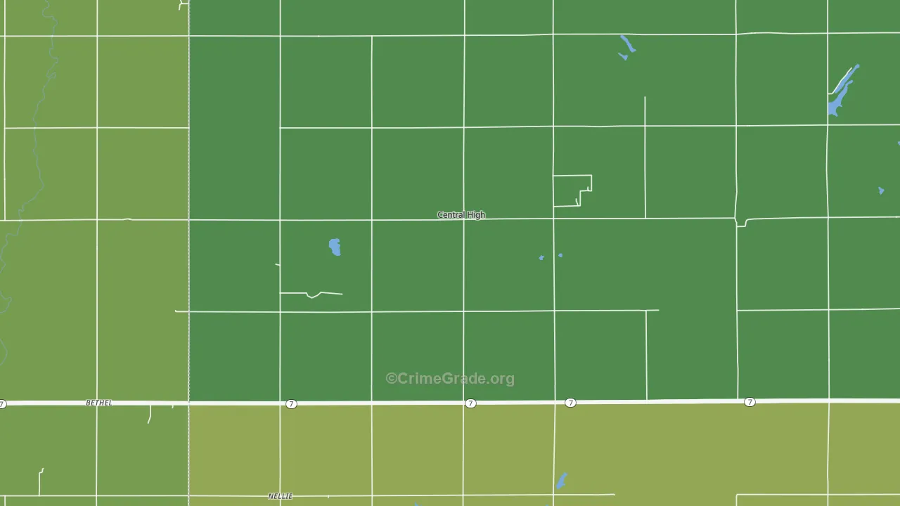 Central High, OK Map of Burglary Rates