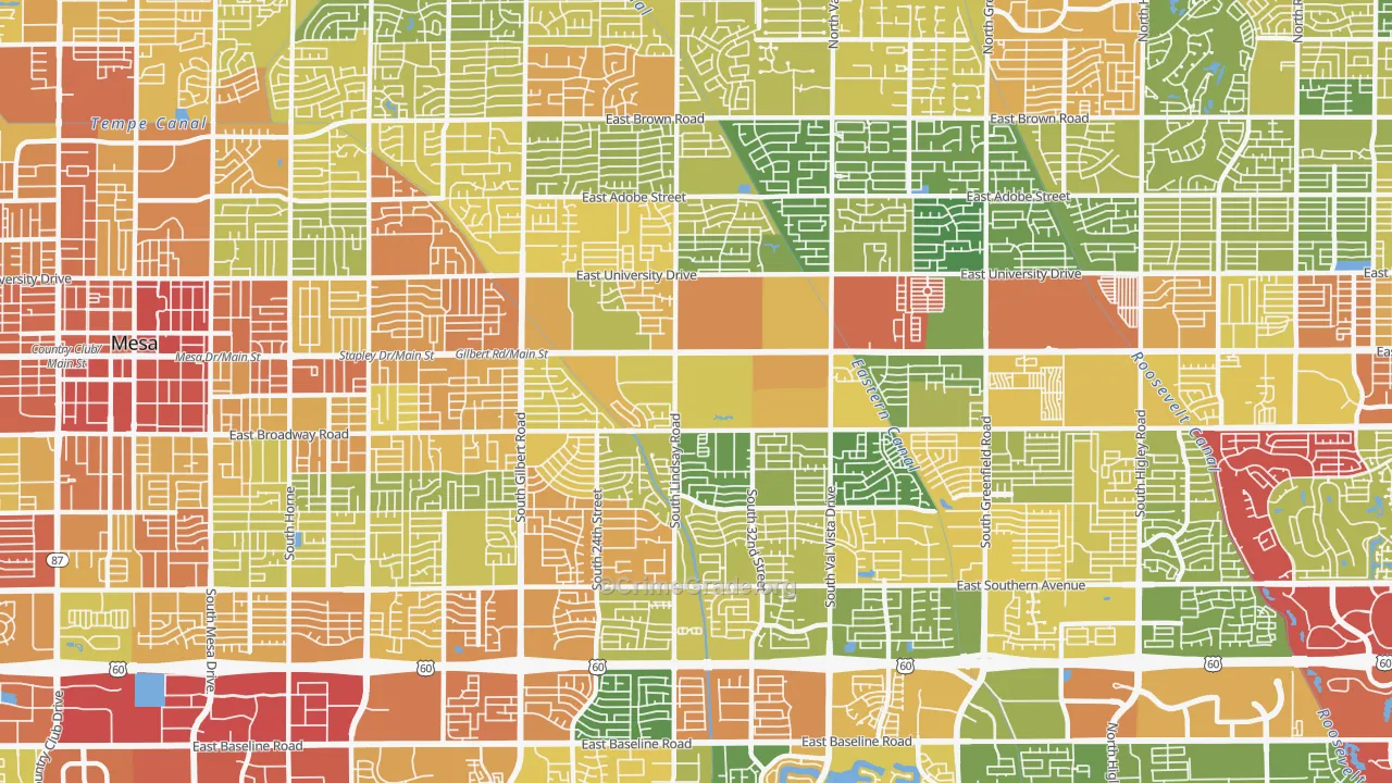 Central Mesa, Mesa, AZ Map of Burglary Rates