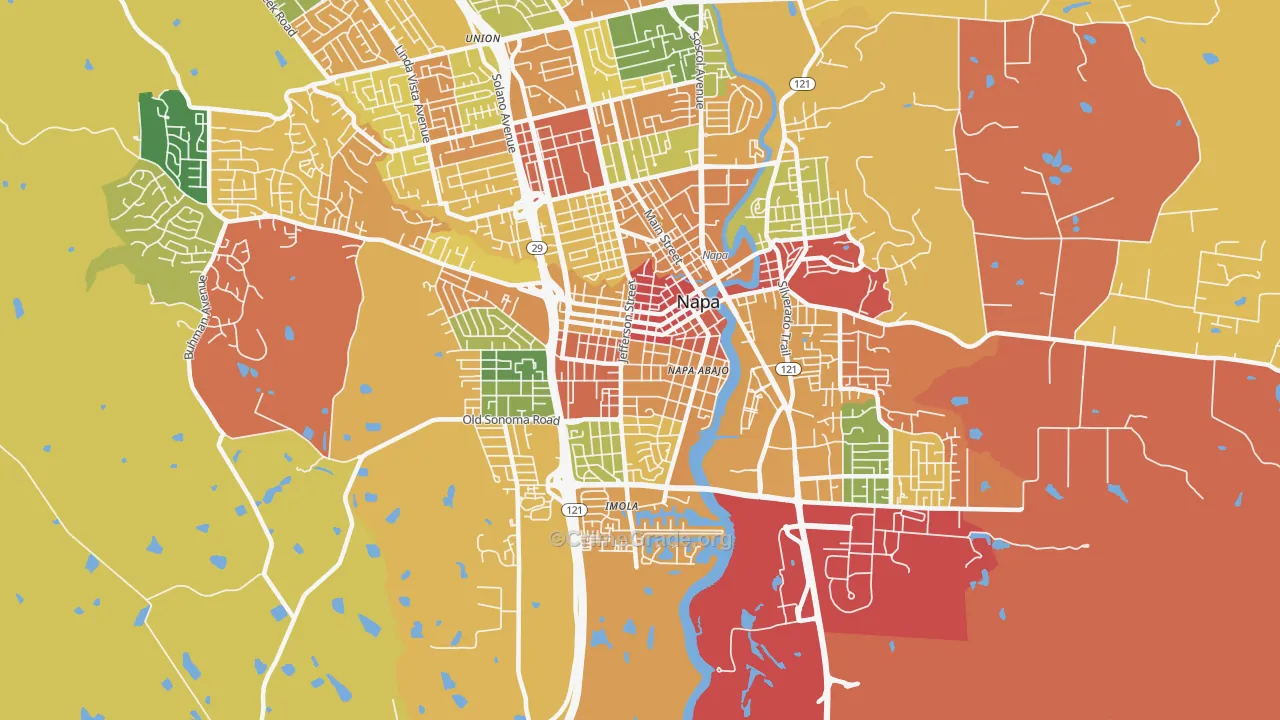 Central Napa, Napa, CA Map of Burglary Rates