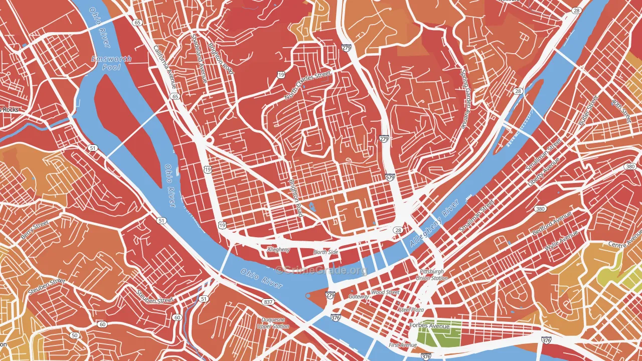 Central Northside, Pittsburgh, PA Map of Burglary Rates