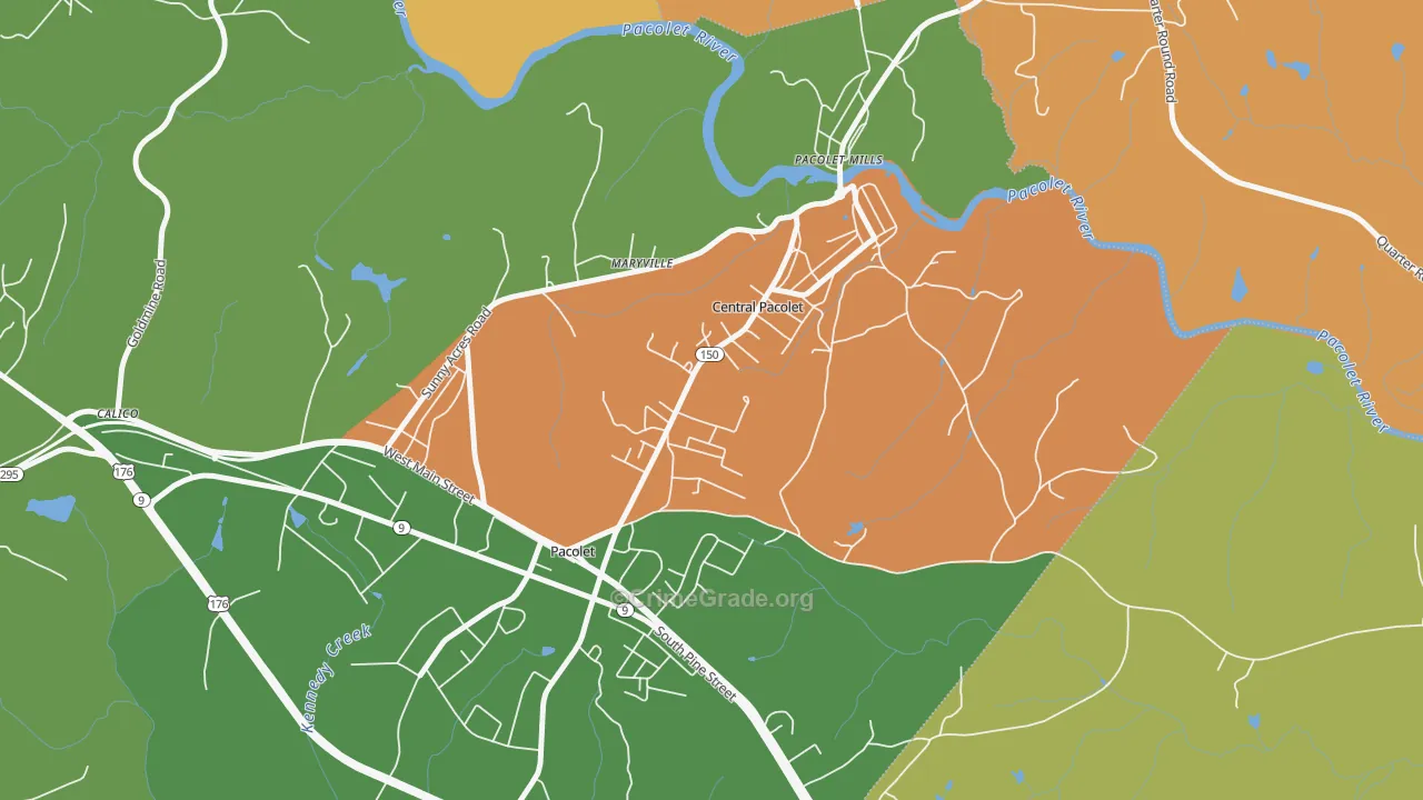 Central Pacolet, SC Map of Burglary Rates