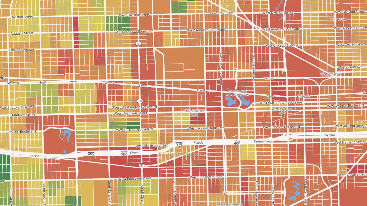 Central Park, Chicago, IL Map of Burglary Rates