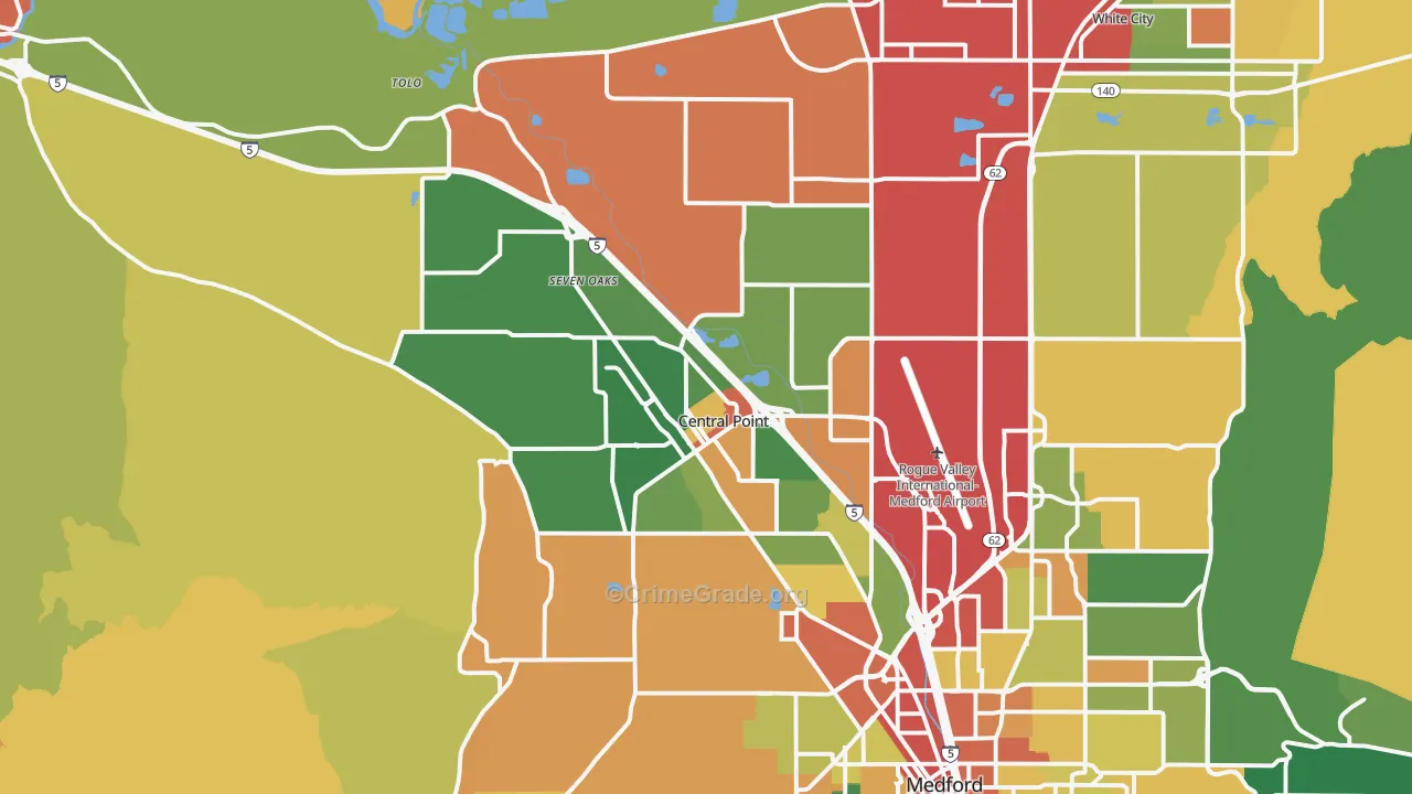 Central Point, OR Map of Burglary Rates