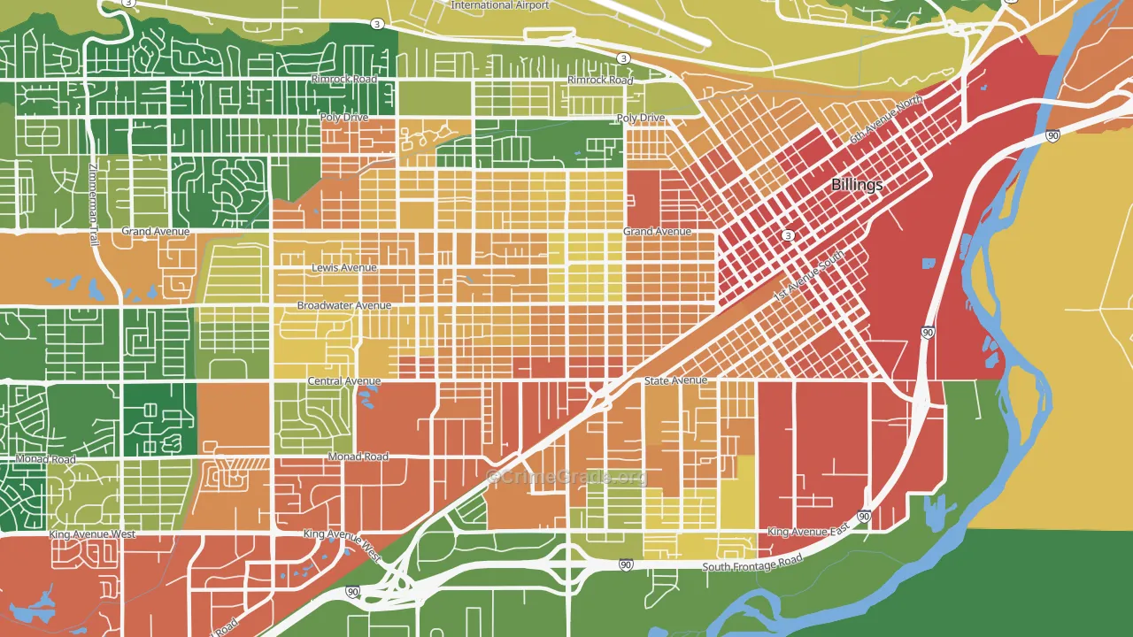 Central Terry, Billings, MT Map of Burglary Rates