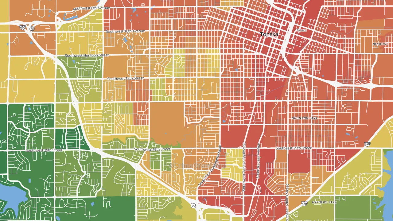 Central Topeka 2, Topeka, KS Map of Burglary Rates