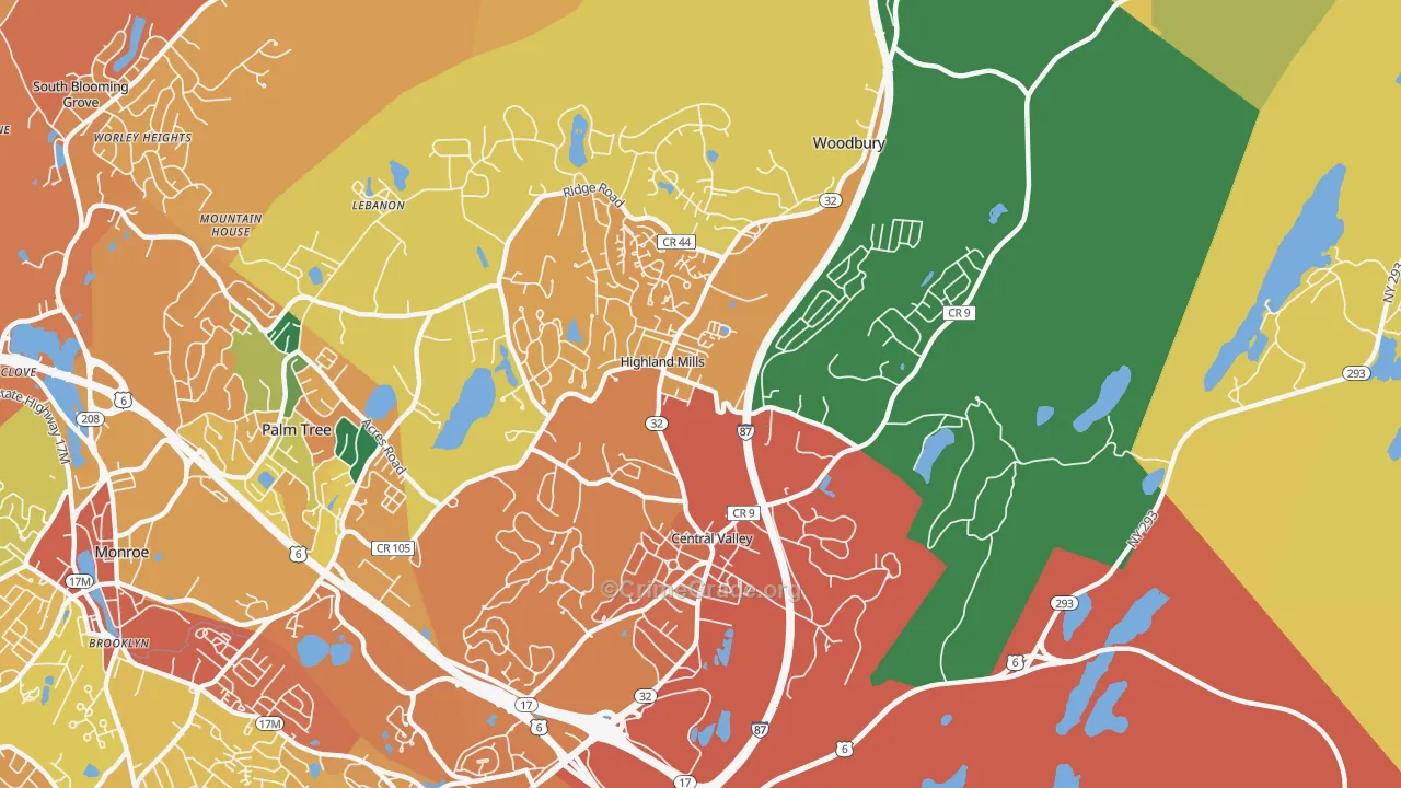 Central Valley, NY Map of Burglary Rates
