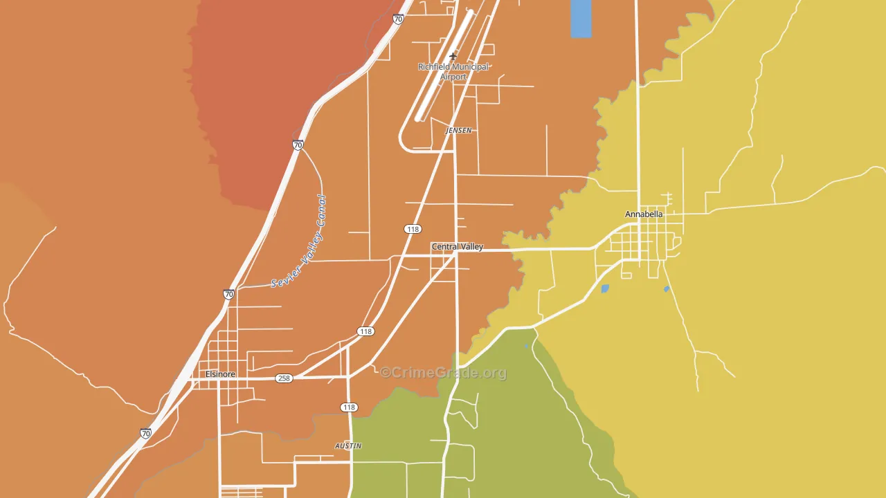 Central Valley, UT Map of Burglary Rates