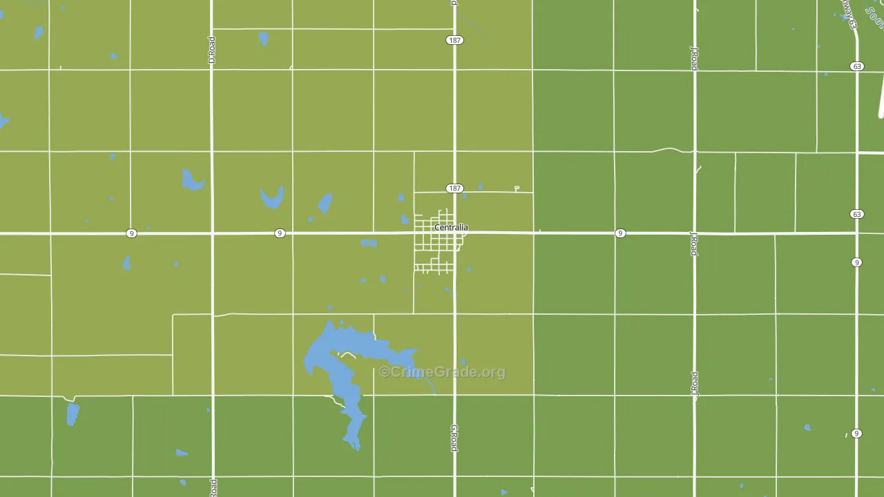 Centralia, KS Map of Burglary Rates