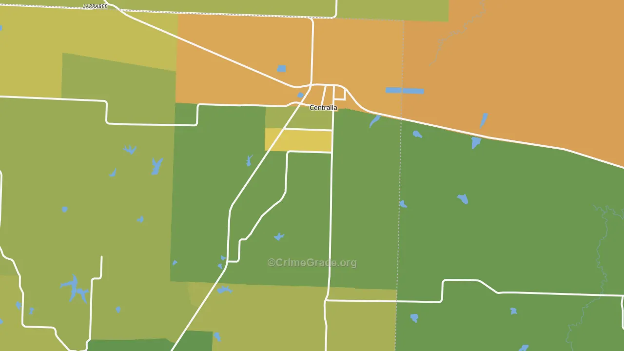Centralia, MO Map of Burglary Rates