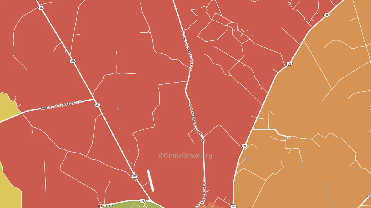 Centralia, TX Map of Burglary Rates