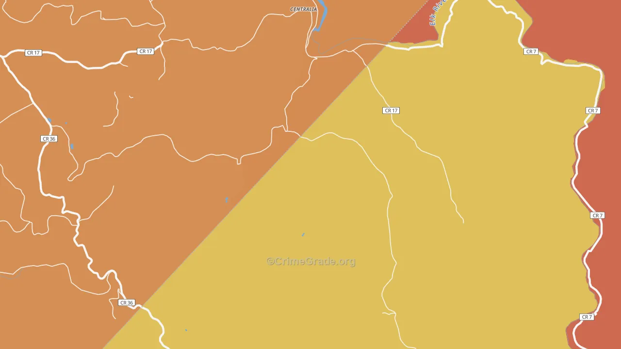 Centralia, WV Map of Burglary Rates
