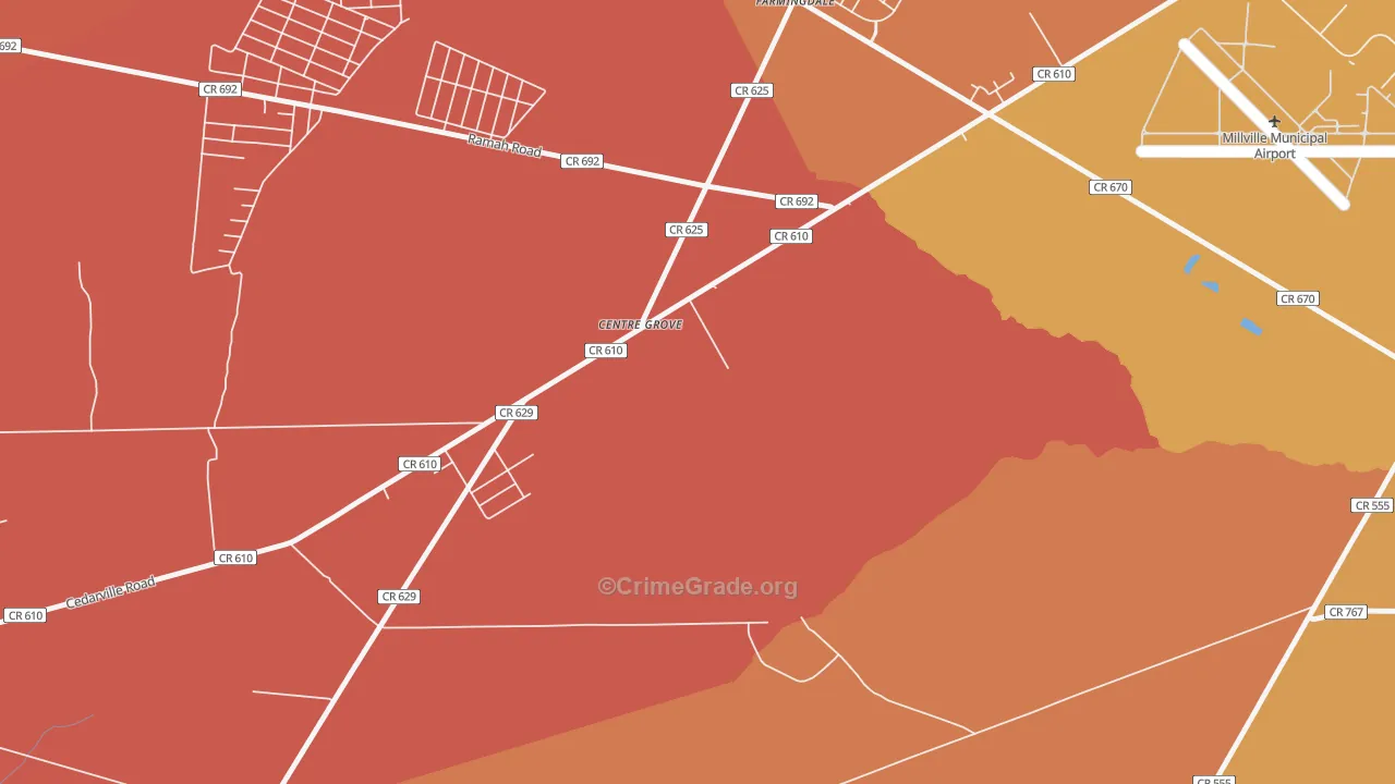 Centre Grove, NJ Map of Burglary Rates