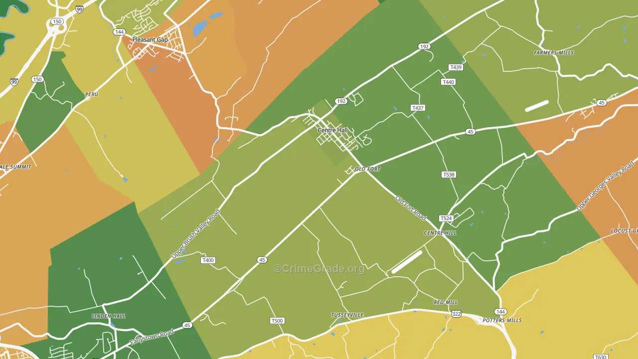 Centre Hall, PA Map of Burglary Rates