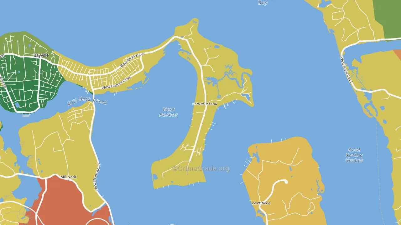Centre Island, NY Map of Burglary Rates