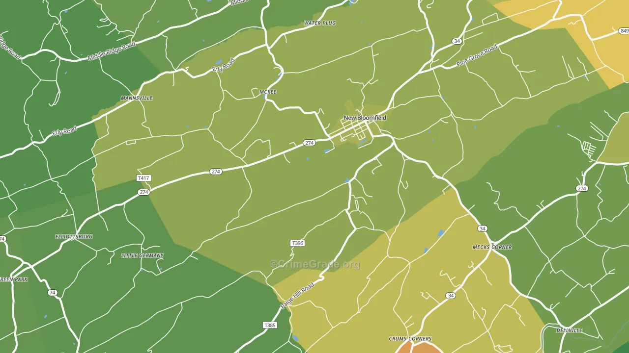 Centre, PA Map of Burglary Rates