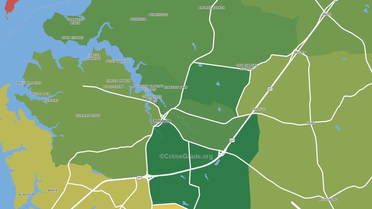Centreville, MD Map of Burglary Rates