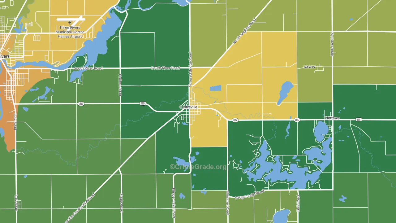 Centreville, MI Map of Burglary Rates