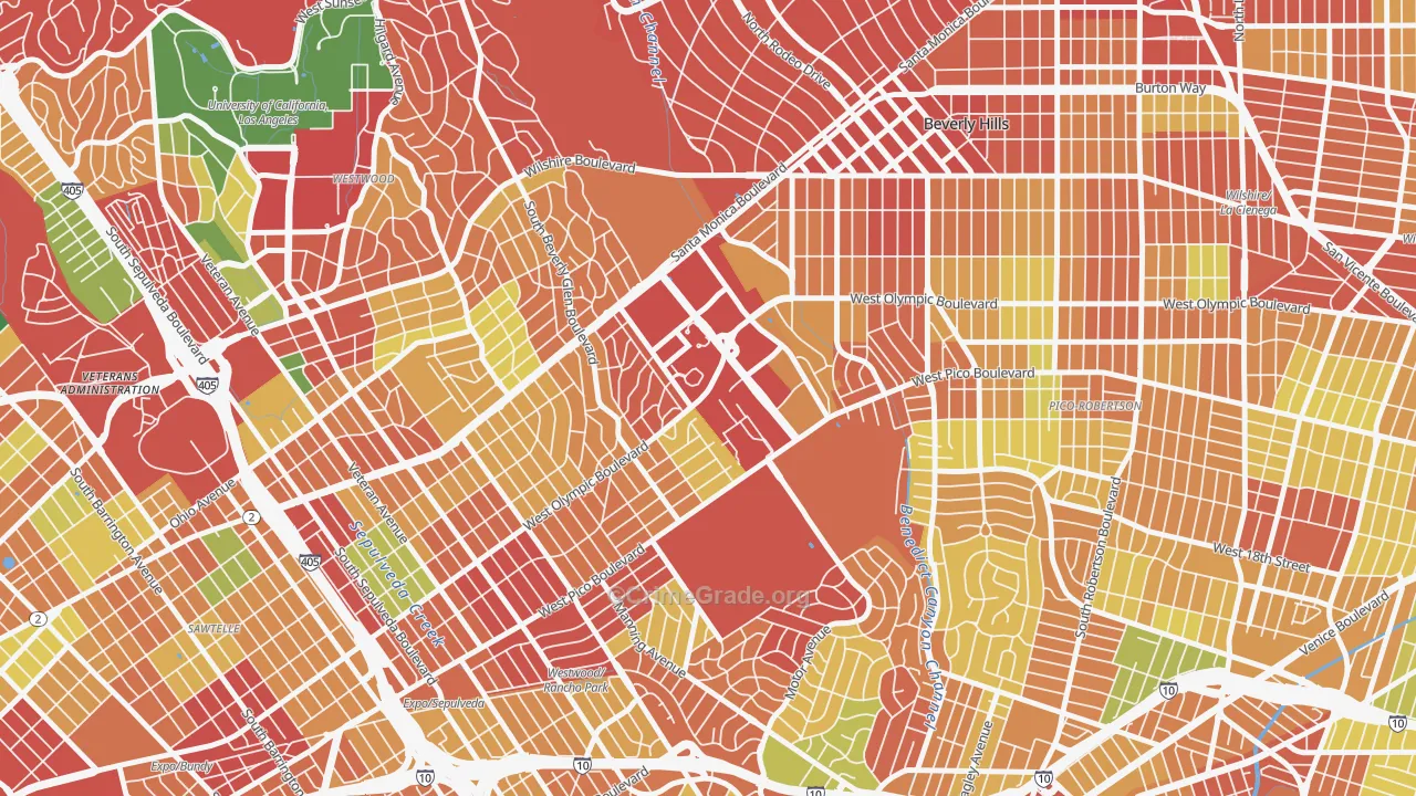 Century City, Los Angeles, CA Map of Burglary Rates