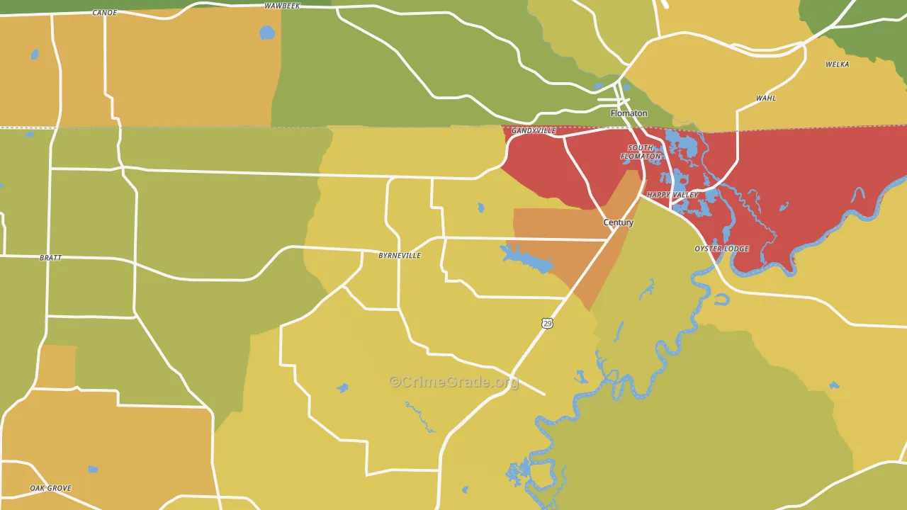 Century, FL Map of Burglary Rates