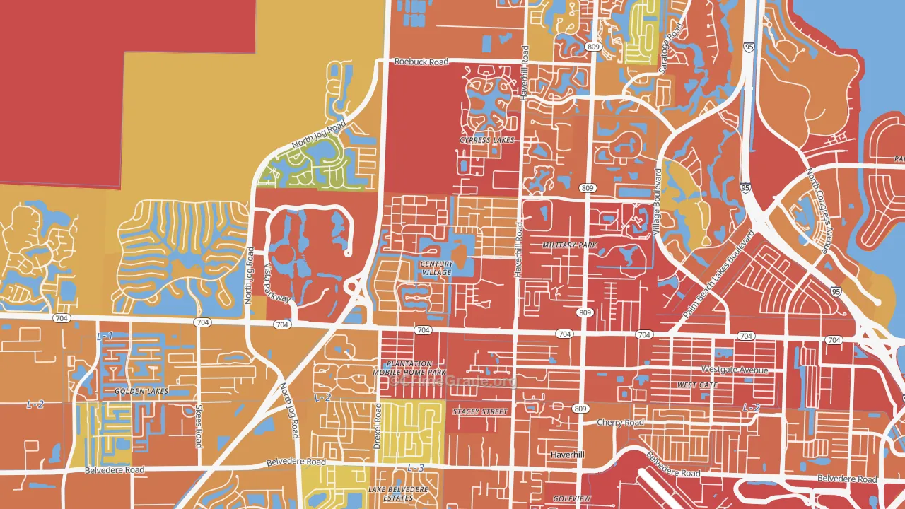 Century Village, West Palm Beach, FL Map of Burglary Rates