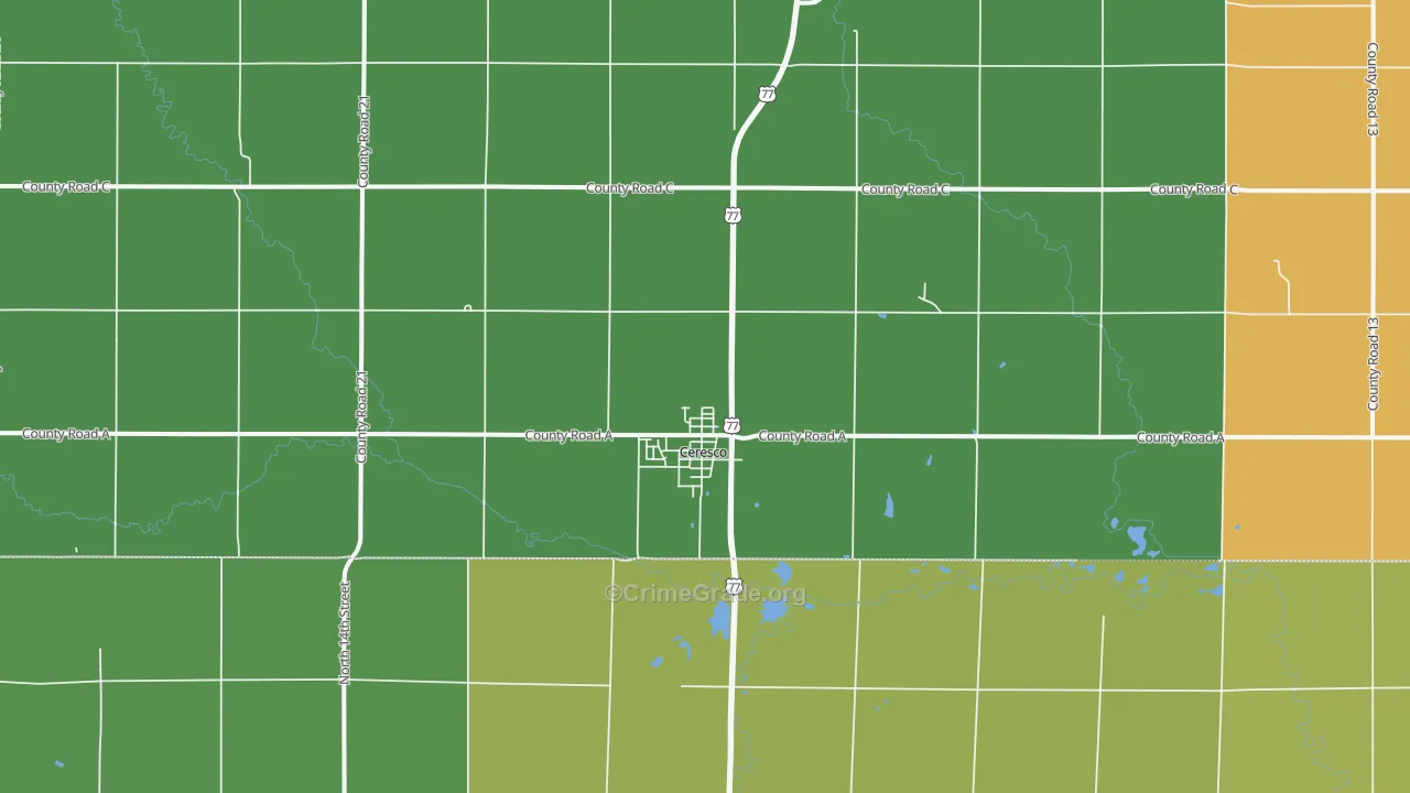 Ceresco, NE Map of Burglary Rates