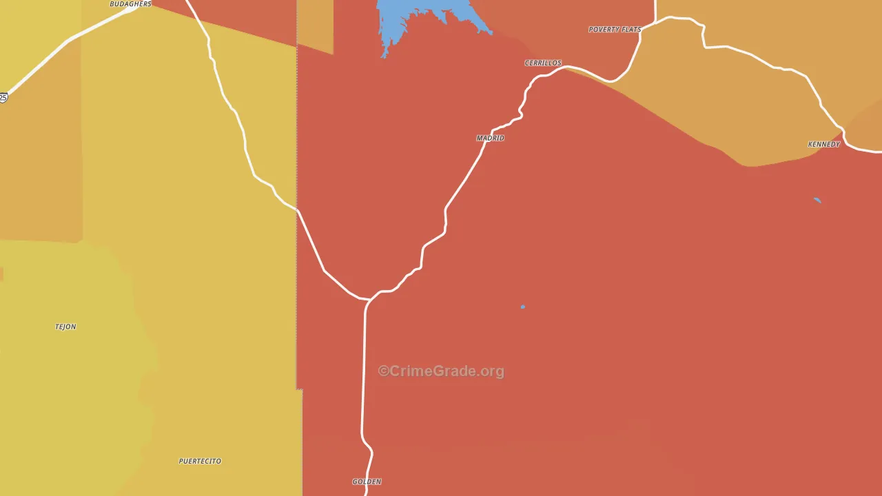 Cerrillos, NM Map of Burglary Rates