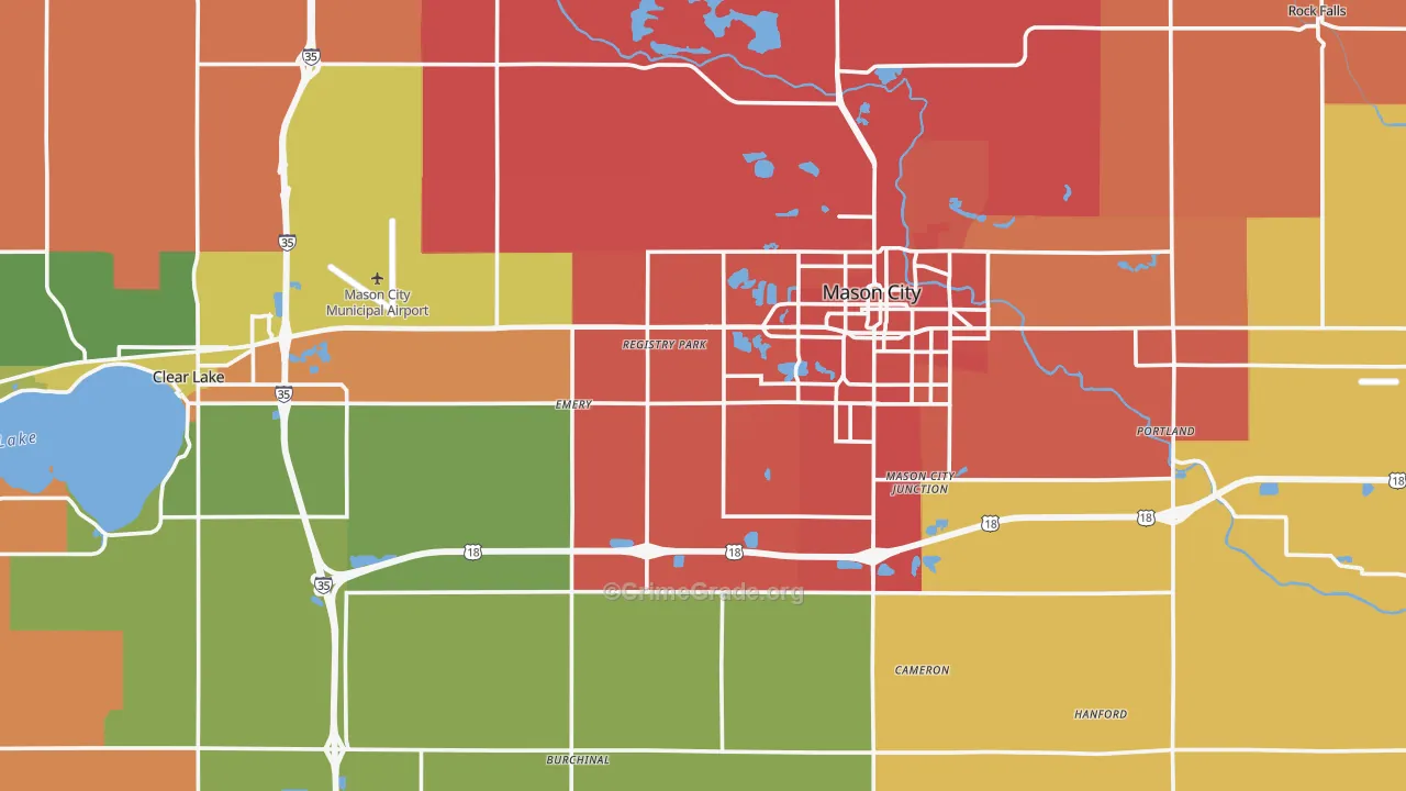 Cerro Gordo County, IA Map of Burglary Rates