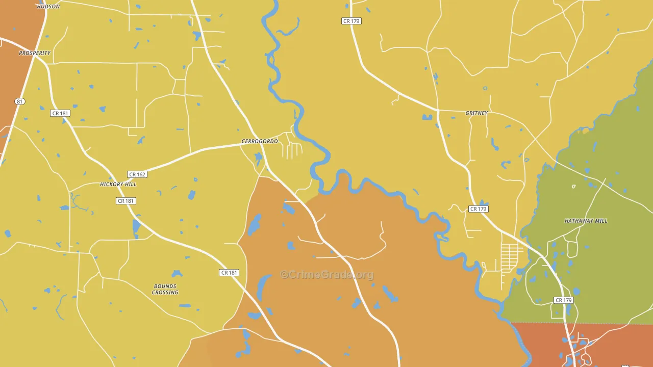 Cerrogordo, FL Map of Burglary Rates