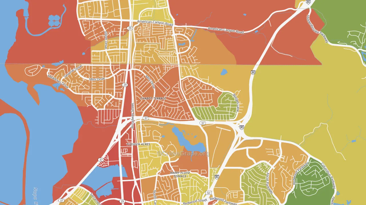 Chabot Terrace, Vallejo, CA Map of Burglary Rates